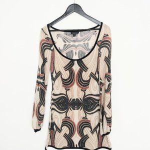 Bebe Mini Party Dress, Metallic thread, XS, 33" length, Stretch Fabric